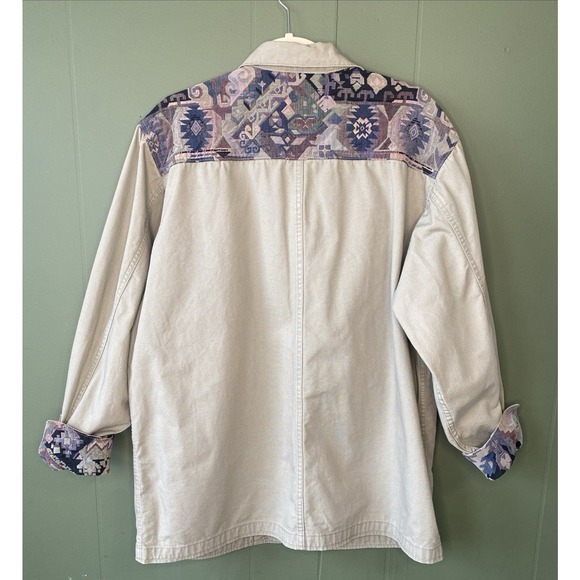 LL Bean Jacket Womens Large XL ? Aztec Country Western Vintage 90s Tapestry Coat - Picture 2 of 13
